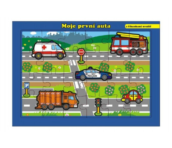 Puzzle deskové Moje první auta s říkankami 26x17cm 24 dílků