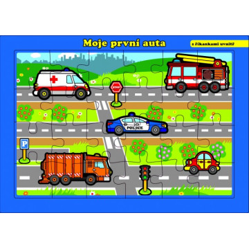 Puzzle deskové Moje první auta s říkankami 26x17cm 24 dílků