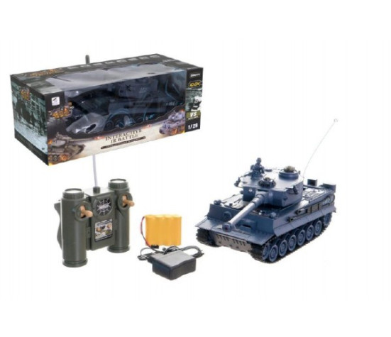 Tank RC plast 33cm TIGER I na baterie+dobíjecí pack 40MHz se zvukem a světlem v krabici 40x15x19cm