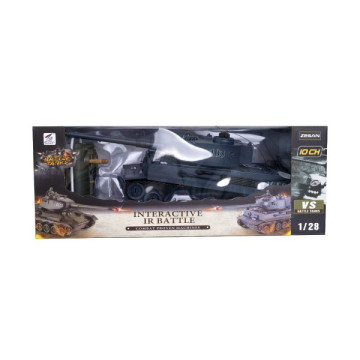 Tank RC plast 33cm TIGER I na baterie+dobíjecí pack 40MHz se zvukem a světlem v krabici 40x15x19cm