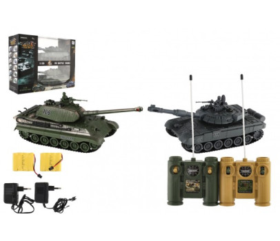 Tank RC 2ks 36cm+dobíjecí pack tanková bitva se zvukem se světlem v krabici 42x32x14cm