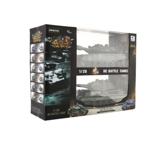 Tank RC 2ks 36cm+dobíjecí pack tanková bitva se zvukem se světlem v krabici 42x32x14cm