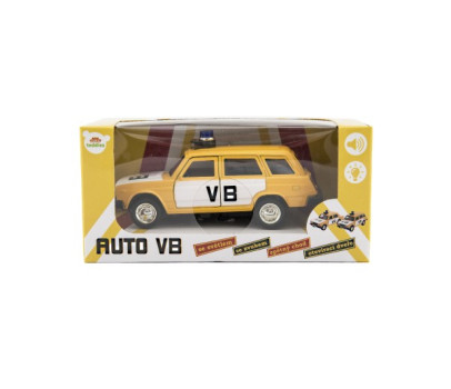 Policejní auto VB combi kov/plast 12cm na zpětné nat. na baterie se světlem, zvukem v krab. 15x7x7cm