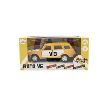 Policejní auto VB combi kov/plast 12cm na zpětné nat. na baterie se světlem, zvukem v krab. 15x7x7cm