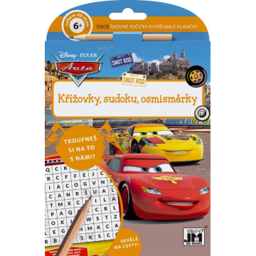 Křížovky, sudoku, osmisměrky s tužkou Auta/Cars 15x21cm