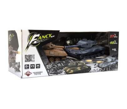 Tank RC 2ks 25cm tanková bitva+dobíjecí pack 27MHZ a 40MHz se zvukem se světlem v krabici 50x20x23cm