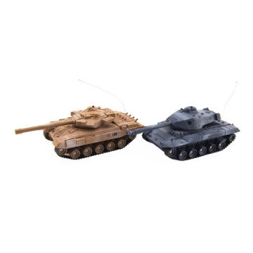 Tank RC 2ks 25cm tanková bitva+dobíjecí pack 27MHZ a 40MHz se zvukem se světlem v krabici 50x20x23cm