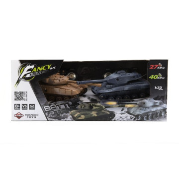 Tank RC 2ks 25cm tanková bitva+dobíjecí pack 27MHZ a 40MHz se zvukem se světlem v krabici 50x20x23cm