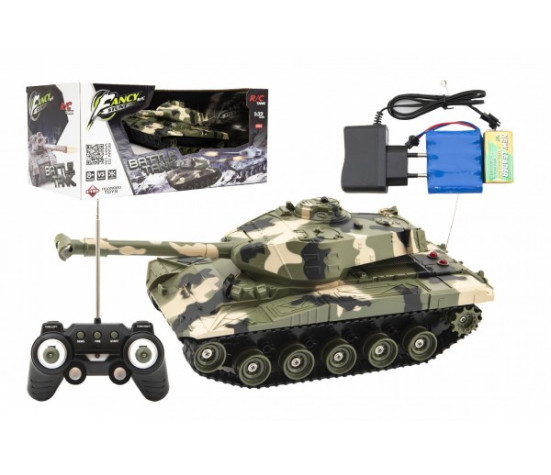 Tank RC plast 27cm 27MHz na baterie+dobíjecí pack se zvukem v krabici 37x17x19cm