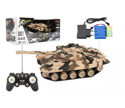 Tank RC plast 27cm 40MHz na baterie+dobíjecí pack se zvukem v krabici 37x17x19cm