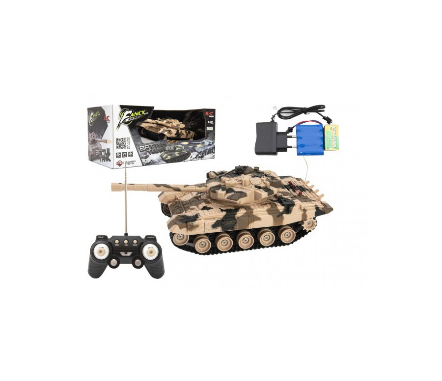 Tank RC plast 27cm 40MHz na baterie+dobíjecí pack se zvukem v krabici 37x17x19cm