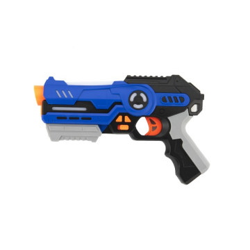 Pistole 2ks laser game plast 25cm na baterie se zvukem a se světlem v krabici 46x33x6cm