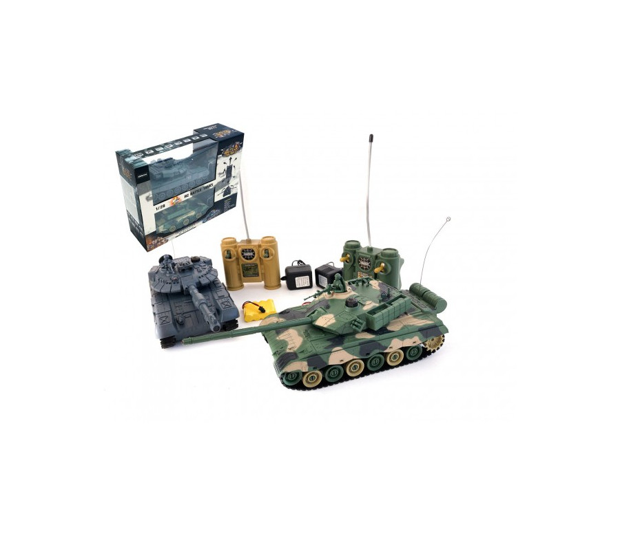 Tank RC 2ks 33cm+dobíjecí pack tanková bitva se zvukem se světlem v krabici 42x32x14cm