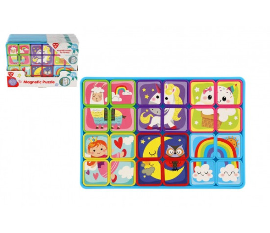 Puzzle magnetické deskové fantazie plast ve fólii 30x20x1cm 12ks v boxu 24m+