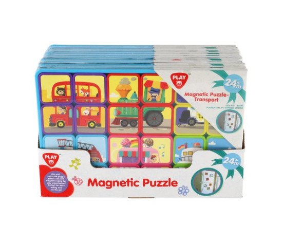 Puzzle magnetické deskové doprava plast ve fólii 30x20x1cm 12ks v boxu 24m+