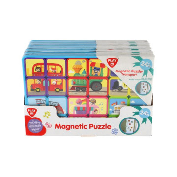 Puzzle magnetické deskové doprava plast ve fólii 30x20x1cm 12ks v boxu 24m+