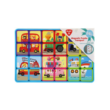 Puzzle magnetické deskové doprava plast ve fólii 30x20x1cm 12ks v boxu 24m+