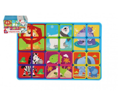 Puzzle magnetické deskové zvířata plast ve fólii 30x20x1cm 12ks v boxu 24m+