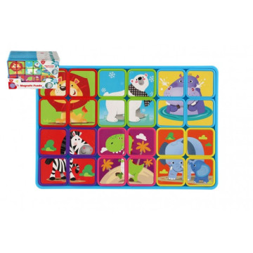 Puzzle magnetické deskové zvířata plast ve fólii 30x20x1cm 12ks v boxu 24m+