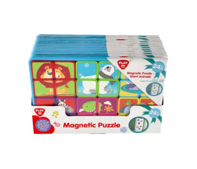 Puzzle magnetické deskové zvířata plast ve fólii 30x20x1cm 12ks v boxu 24m+