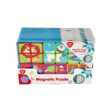 Puzzle magnetické deskové zvířata plast ve fólii 30x20x1cm 12ks v boxu 24m+