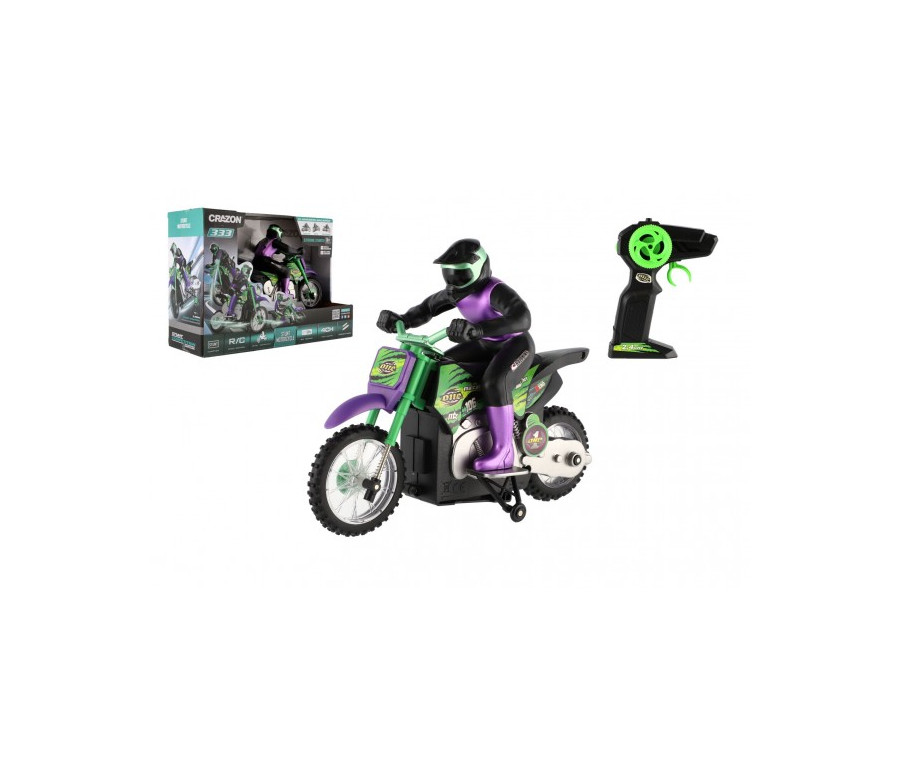 Motorka RC plast 22cm 2,4GHz na dálkové ovládání na baterie v krabici 33x23x13cm