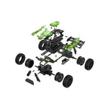 Auto RC buggy plast 22cm stavebnice 24MHz na baterie zelené v krabici 34x25x7cm