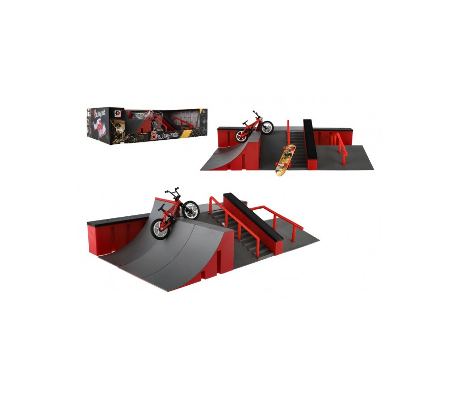 Skatepark - rampy,kolo prstové,skateboard prstový plast v krabici 44x12x25cm