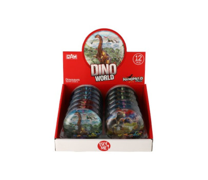 Vodní hra hlavolam dinosaurus plast kulatá 10cm 4 druhy 12ks v boxu