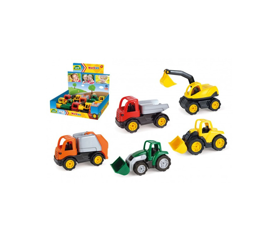 Auto Workies plast 12-14cm 5 druhů 10ks v boxu 18m+