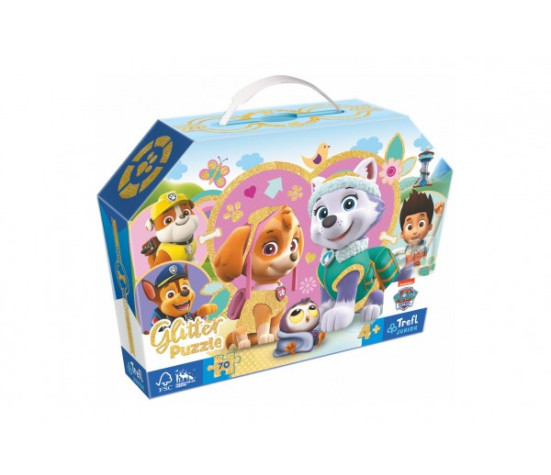 Puzzle třpytivé Skye a Everest Tlapková patrola/Paw patrol 70 dílků 41x27,5cm v kr. 28x20x8cm