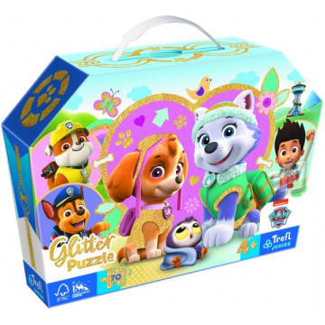 Puzzle třpytivé Skye a Everest Tlapková patrola/Paw patrol 70 dílků 41x27,5cm v kr. 28x20x8cm