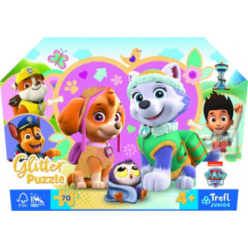 Puzzle třpytivé Skye a Everest Tlapková patrola/Paw patrol 70 dílků 41x27,5cm v kr. 28x20x8cm