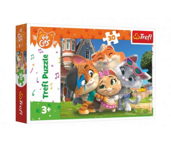 Puzzle Přátelství v zemi koček/44 cats 27x20cm 30 dílků v krabičce 21x14x4cm