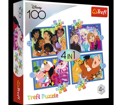 Puzzle 4v1 Šťastný svět Disney 28,5x20,5cm v krabici 28x28x6cm