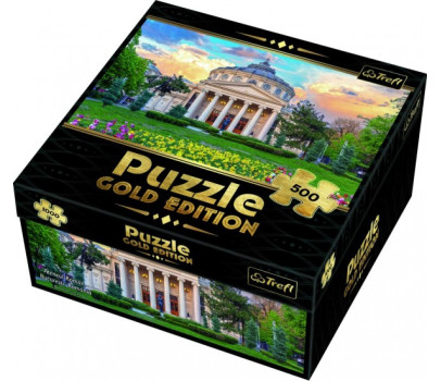 Puzzle Rumunské Atheneum, Bukurešť, Rumunsko - Zlaté vydání 500 dílků 48x34cm v krabici 26x26x10cm