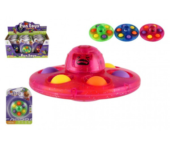 Spinner s bubble pops plast 8cm 3 barvy na kartě 12 ks v boxu