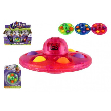 Spinner s bubble pops plast 8cm 3 barvy na kartě 12 ks v boxu