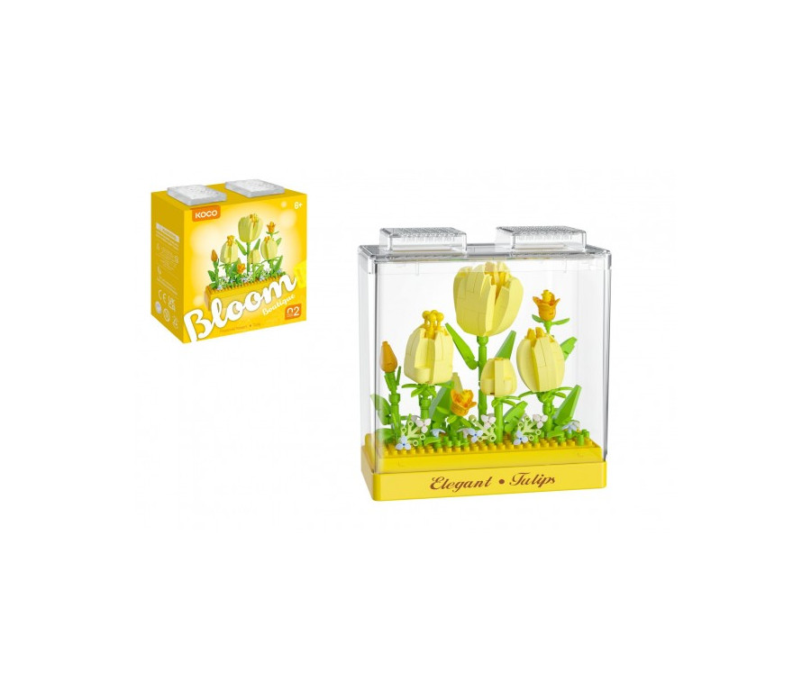 Stavebnice mini KOCO Tulipány plast 295ks v krabičce 11x12x5cm