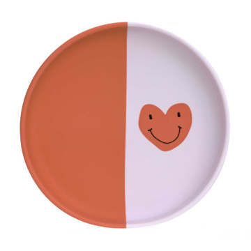 Plate Silicone Happy Rascals Heart lavender