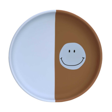 Plate Silicone Happy Rascals Smile sky blue