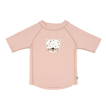 Short Sleeve Rashguard leopard pink 07-12 mon.