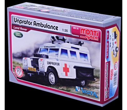 Stavebnice Monti System MS 35 Unprofor Ambulance Land Rover 1:35 v krabici 22x15x6cm