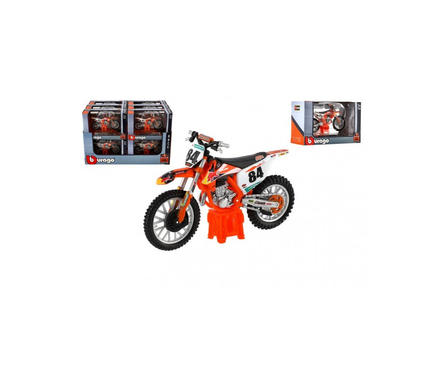 Motorka Bburago KTM 450 SX-F Factory Edition (2018) kov/plast 12cm 12ks v boxu