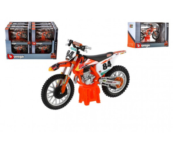 Motorka Bburago KTM 450 SX-F Factory Edition (2018) kov/plast 12cm 12ks v boxu