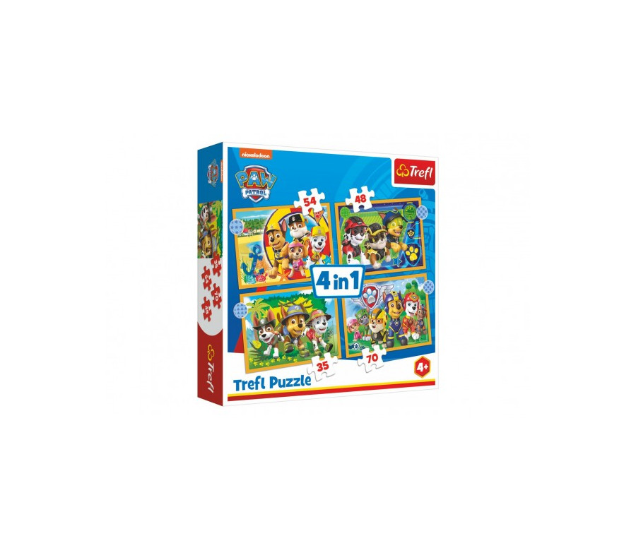 Puzzle 4v1 Prázdniny Tlapková Patrola/Paw Patrol 28,5x20,5cm v krabici 28x28x6cm