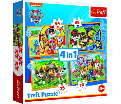 Puzzle 4v1 Prázdniny Tlapková Patrola/Paw Patrol 28,5x20,5cm v krabici 28x28x6cm