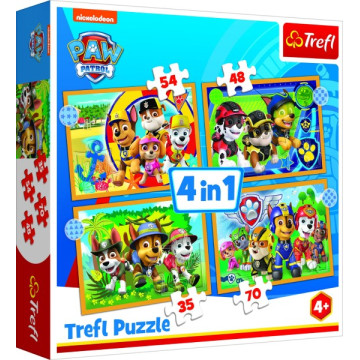 Puzzle 4v1 Prázdniny Tlapková Patrola/Paw Patrol 28,5x20,5cm v krabici 28x28x6cm