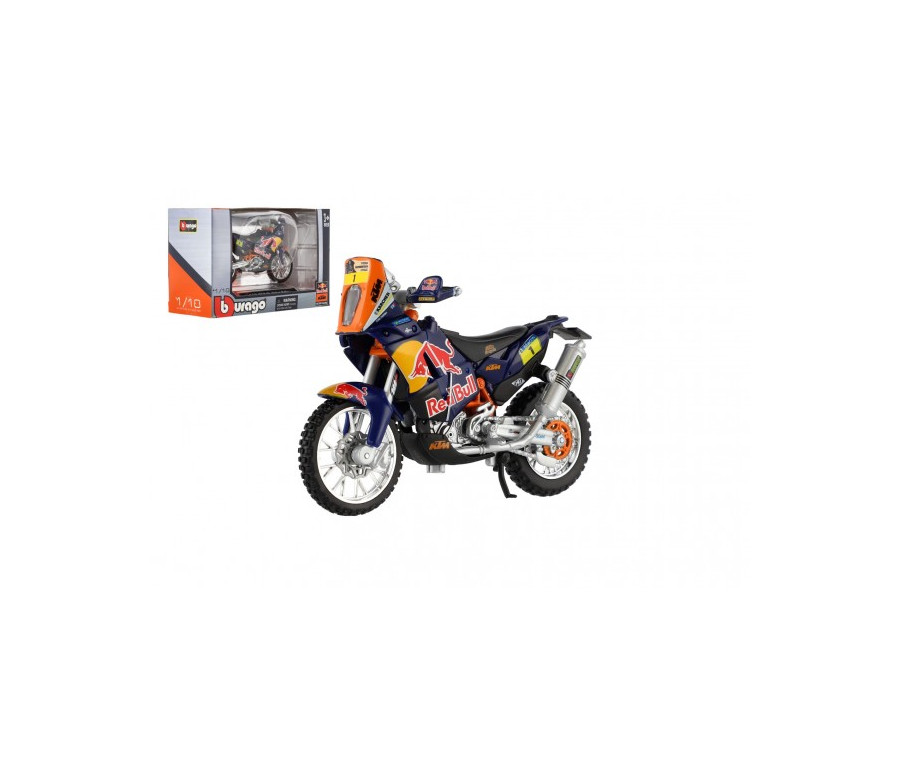 Motorka Bburago KTM 450 Rally (Dakar Rally) kov/plast 12cm v krabičce 17x11x7cm