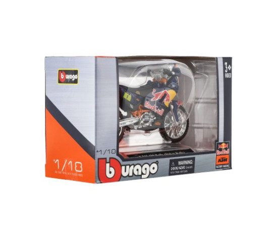 Motorka Bburago KTM 450 Rally (Dakar Rally) kov/plast 12cm v krabičce 17x11x7cm